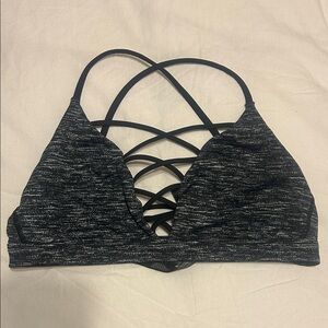Strappy Black & Gray Bralette by Victoria Sport